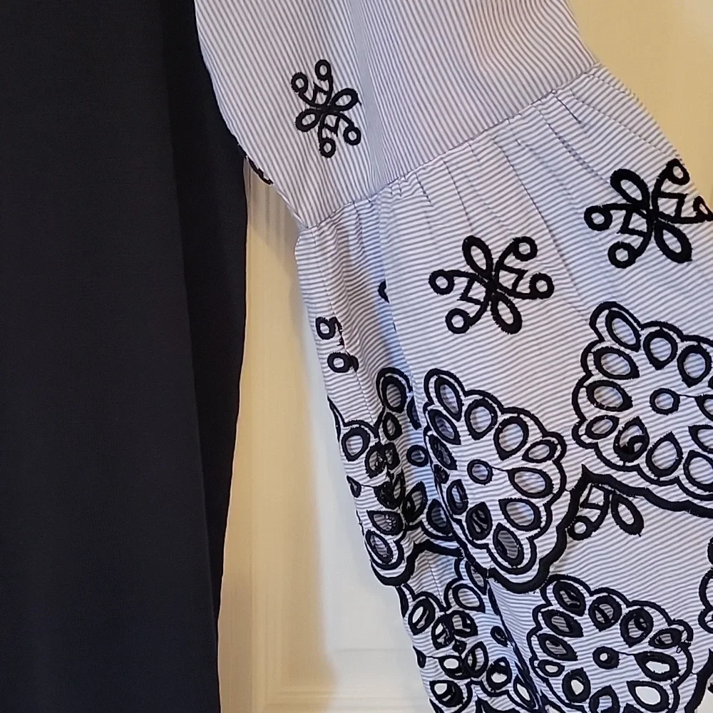 Nwt Loft Navy Shift Dress Eyelet Sleeve Large - Picture 5 of 7